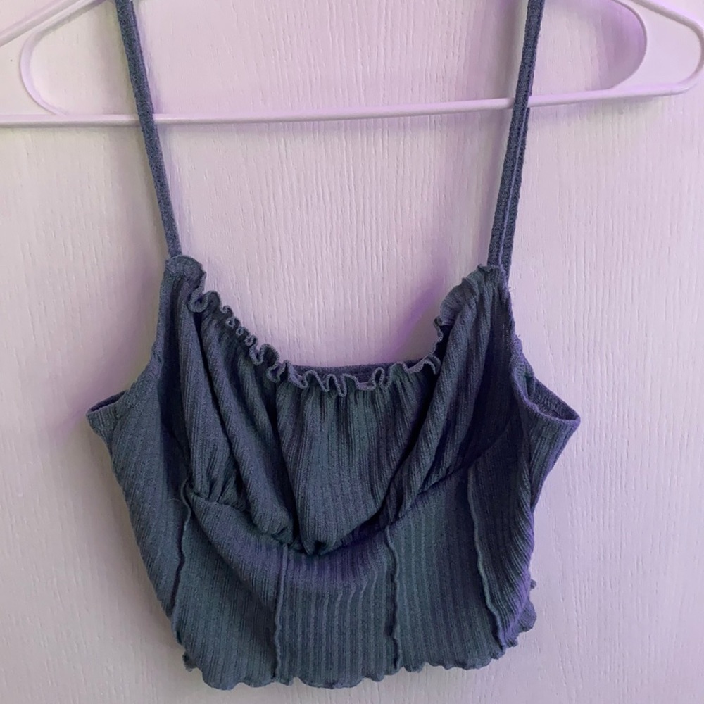 Teal Chrisette styled crop top from machine